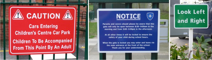 rail mounted general school notice signs